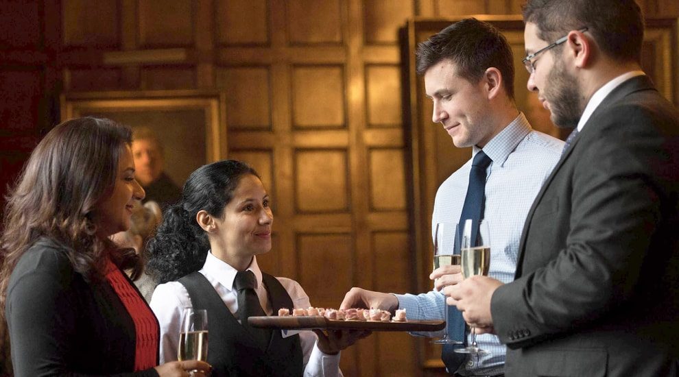 canapes and drinks at a reception