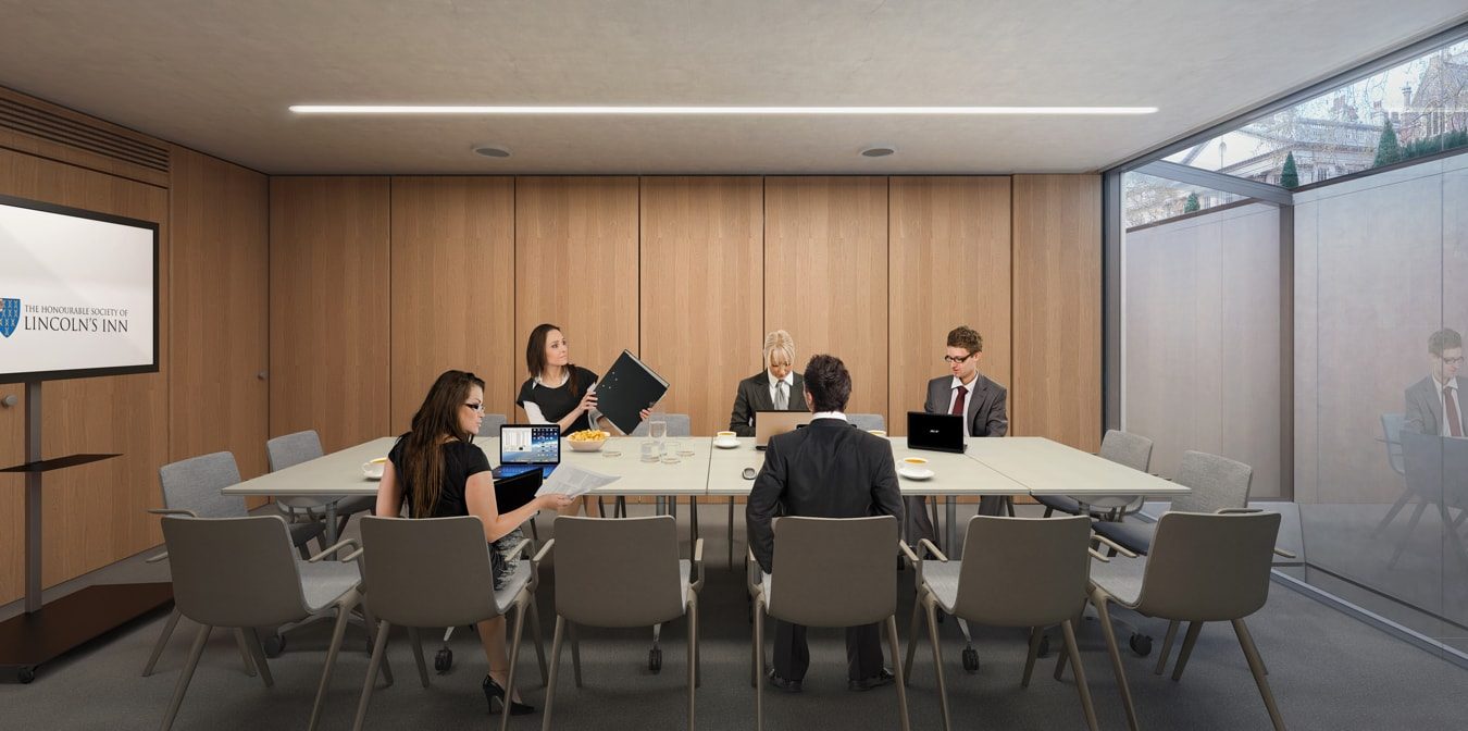 having a meeting in the meeting rooms