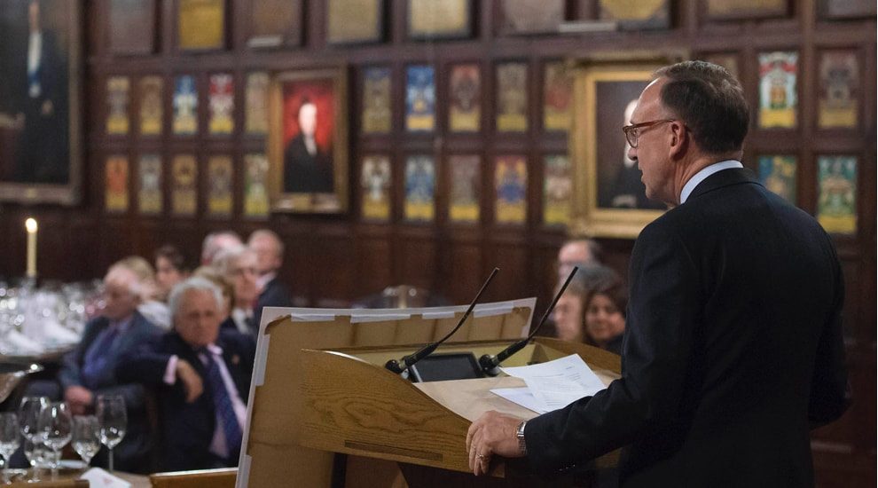 speaker at an award ceremony